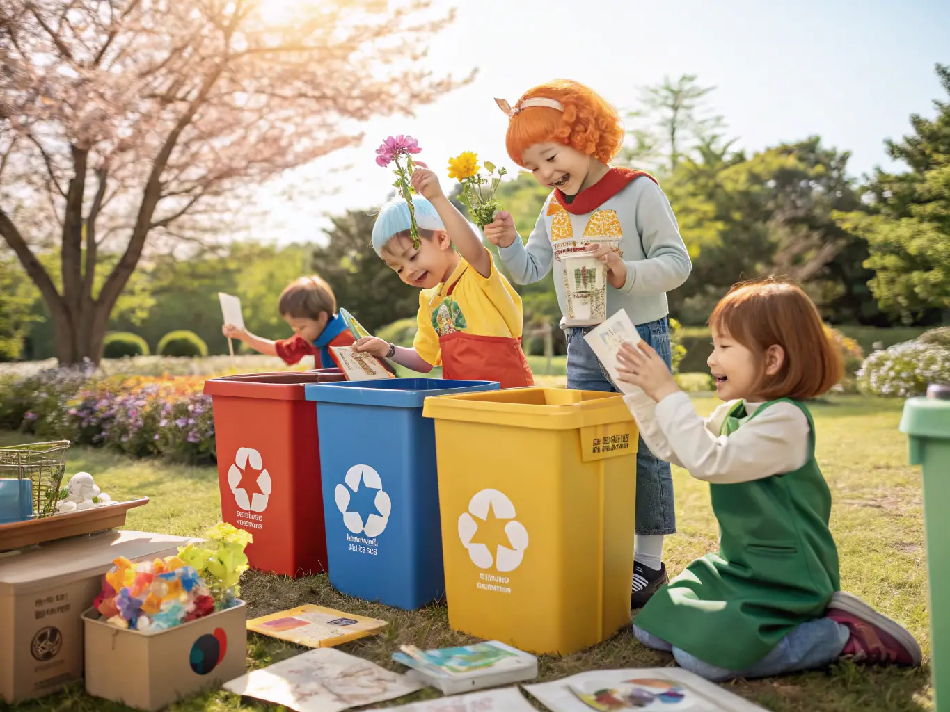A vibrant image depicting children participating in a hands-on environmental education workshop, learning about local flora and fauna in a natural setting. The scene should convey enthusiasm and engagement.