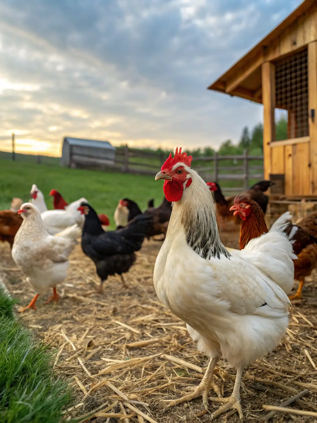 A photograph of a rustic black chicken (Poule Noire) in a natural setting, emphasizing the breed conservation efforts of La Poule Noire.